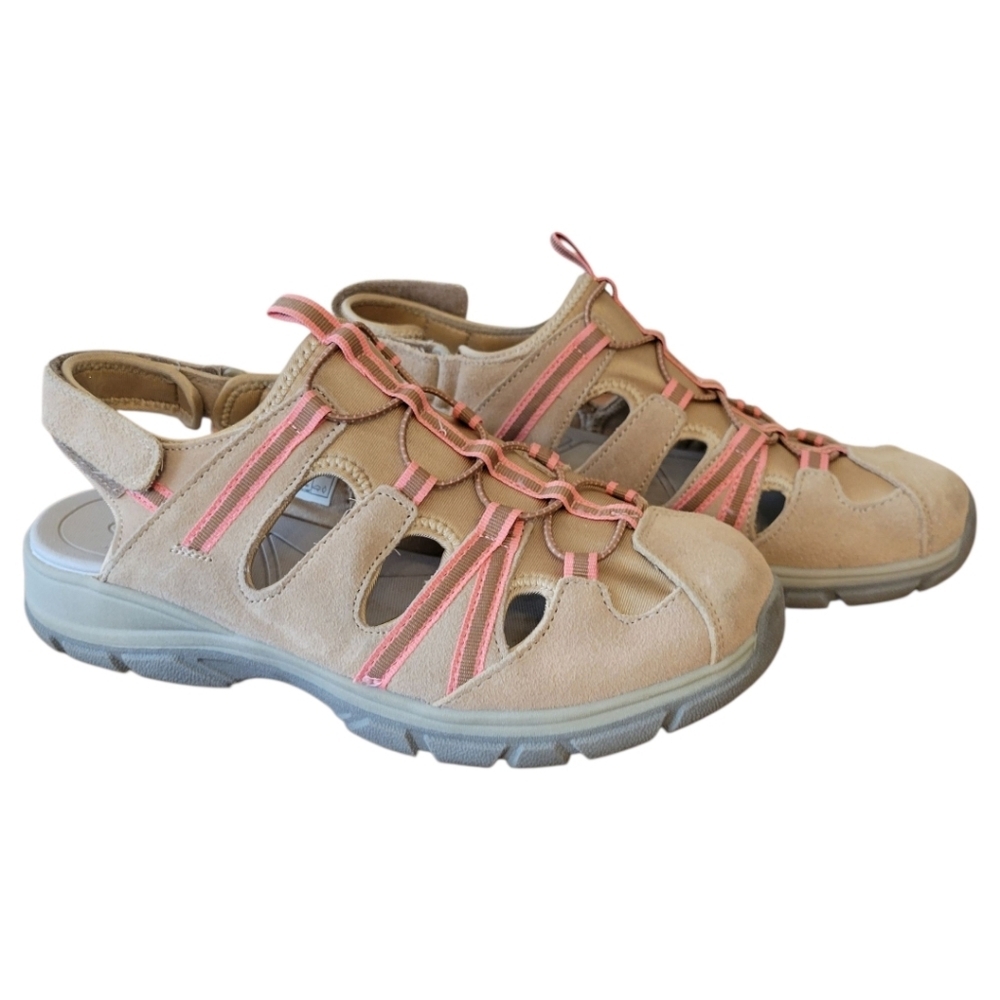 Lands End Taupe Covered‎ Toe Athletic Sandals Size 10 Wide